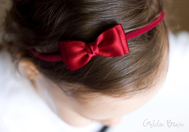 Baby Headbands, Hair bands, Headband, Flower Girl Headband, Newborn Headbands, Girl Headbands, Olivia Satin Bow, Golden Beam bild 11