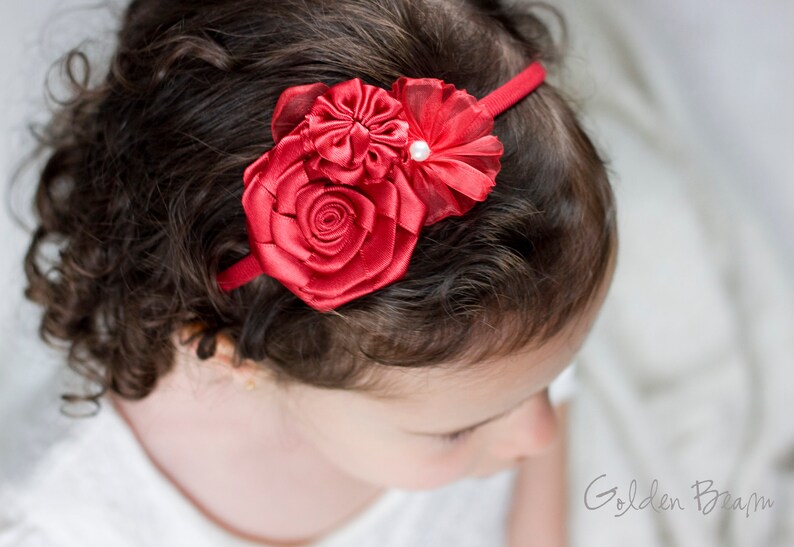 Flower Girl Headband Three Flowers Bouquet Handmade Headband Etsy UK