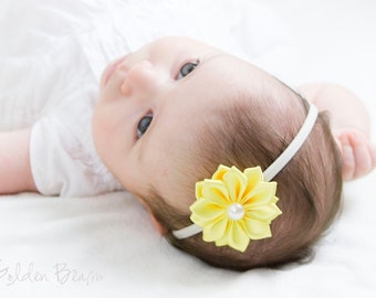 Baby Gift, Satin Flower Baby Headbands, Newborn Headbands, Girl Headbands, 16 Petals Satin Flower, Bridal Hair Flower, Headband