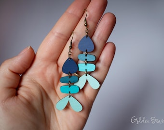 Fish Wooden Dangle Earrings, Hand Painted Colourful Jewellery, Lightweight Drop Fish Earrings, Gift for Jewellery Lover, Maximalist Earrings