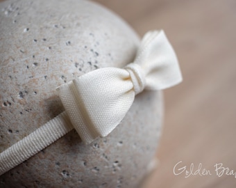 Linen-look Baby Bow Headbands, Hair bands, Headband, Flower Girl Headband, Newborn Headbands, Girl Bows, Olivia Linen-look Bow, Golden Beam