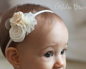 Flower Girl Headband, Three Flowers Bouquet Handmade Headband, Flower Girl Hair Accessory, Bridal Hair Flowers, Bridal Wedding Hair, Clip