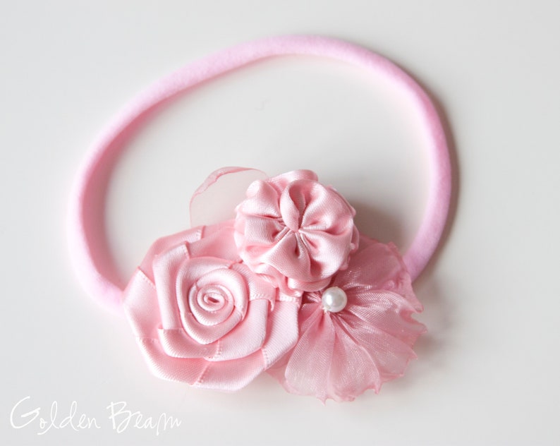 Flower Girl Headband Three Flowers Bouquet Handmade Headband Etsy UK
