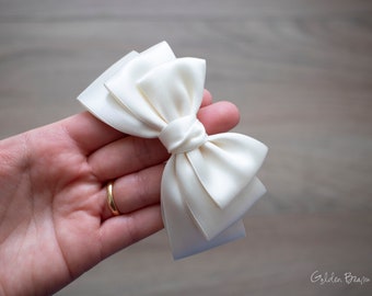 Baby Evelyn Bow Clip OR Headband - Flower Girl Headband - Evelyn Bow - Baby Satin Bow - Girls Satin Bow - Hair Bow - Baby to Adult Headband