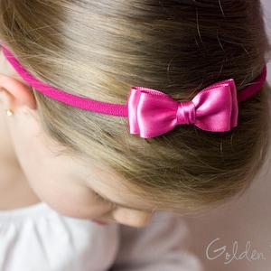 Baby Headbands, Hair bands, Headband, Flower Girl Headband, Newborn Headbands, Girl Headbands, Olivia Satin Bow, Golden Beam bild 9