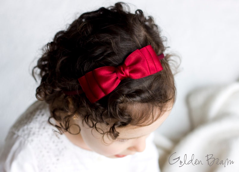 Golden Beam Flower Girl Headband Christening Bow Headband Sophie Organza Bow Handmade White Girls Bows Baby to Adult Headband Organza Baby Bow