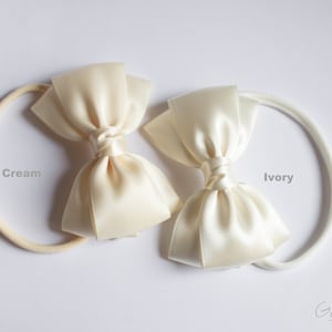 Baby Emma Bow Clip OR Headband Flower Girl Headband Big Emma Bow Baby Satin Bow Girls Satin Bow Hair Bow Baby to Adult Headband image 3