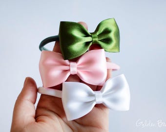 Baby Headbands, Hair bands, Headband, Flower Girl Headband, Newborn Headbands, Girl Headbands, Bella Satin Bow, Golden Beam