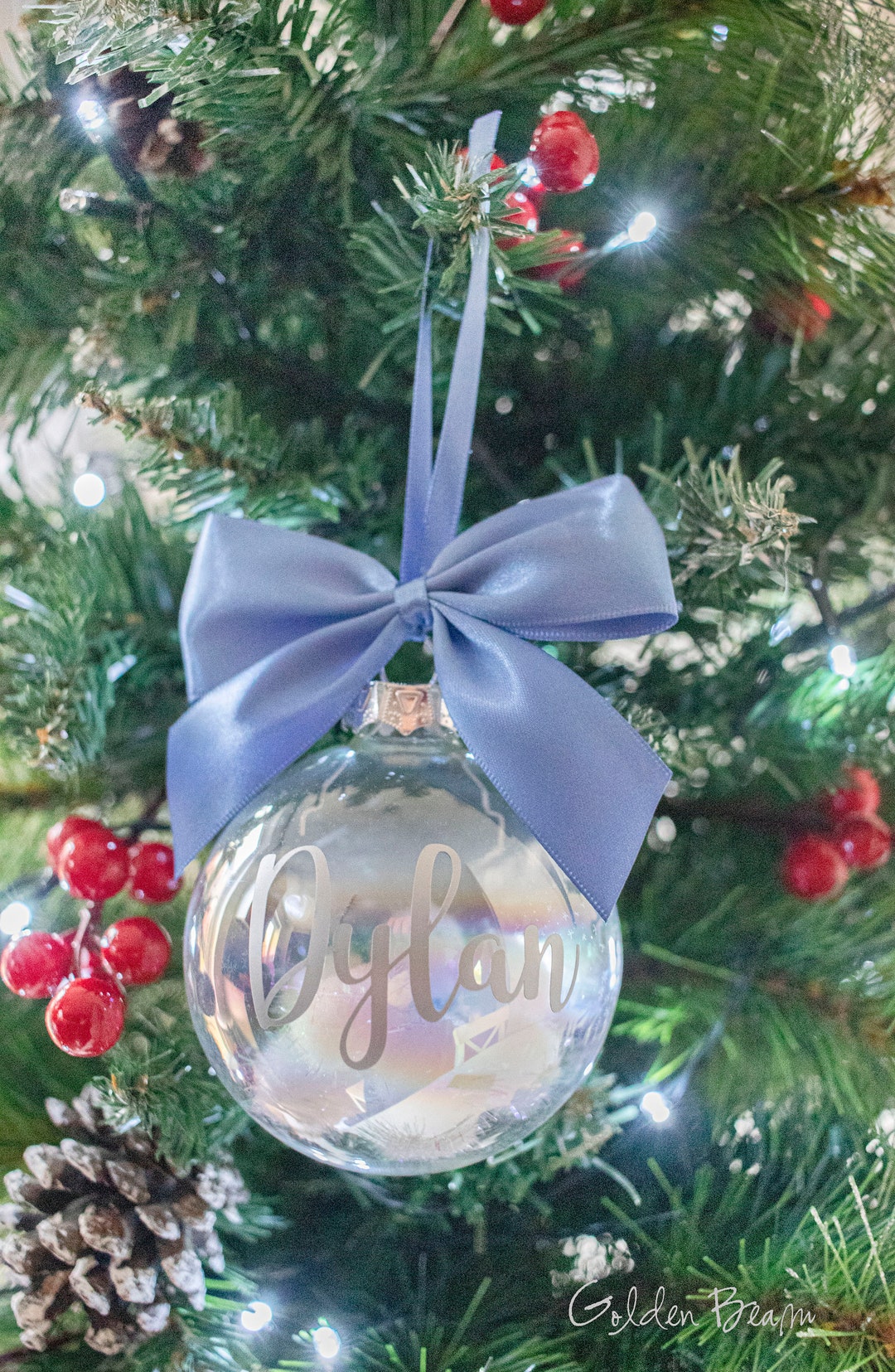 Personalised Christmas Tree Bauble Decoration Pompom Etsy UK