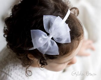 Baby bow, Baby Organza Bow, Girls Headband, Girls Bows, Flower Girl Headband,  Sophie Organza Bow, Bridal hair, Bridal Organza bow