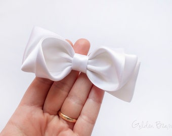 Baby Charlotte Bow Headband, Flower Girl Headband, Baby Satin Bow, Girls Satin Bow, Baby to Adult Headband