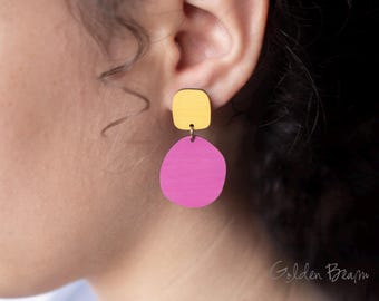 Lightweight Earrings, Wooden Dangle Jewellery, Julie Dangly Earrings, Drop Earrings, Lightweight Statement jewellery, Colourful Gift for Her
