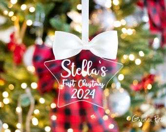Personalised Baby's Frist Christmas, Acrylic Star Decoration, Personalised Gift, Gift, Keepsake, Stocking Filler,  Baby Ornament, Home Decor