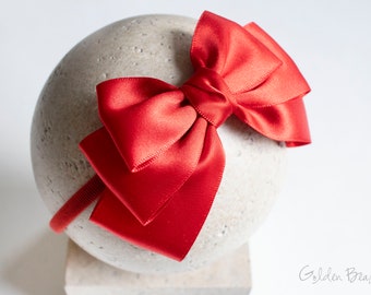 Baby Evelyn Bow Clip OR Headband, Flower Girl Headband, Evelyn Bow, Baby Satin Bow, Girls Satin Bow, Hair Bow, Baby Adult Headband