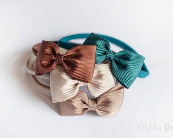 Isabela Baby Bows, Grosgrain Flower Girl Headband, Baby Grosgrain Bow, Girls Grosgrain Bow, Bun Hair Bow, Baby to Adult Headband