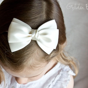 Baby Emma Bow Clip OR Headband Flower Girl Headband Big Emma Bow Baby Satin Bow Girls Satin Bow Hair Bow Baby to Adult Headband image 2