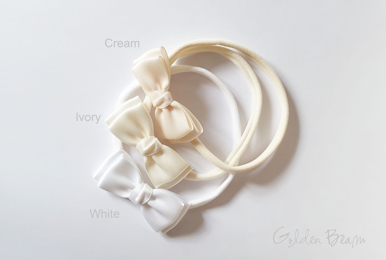 Baby Headbands, Hair bands, Headband, Flower Girl Headband, Newborn Headbands, Girl Headbands, Olivia Satin Bow, Golden Beam image 8