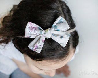 Baby Fabric Bow, Oat Floral Bow Clip OR Headband, Flower Girl Headband, Girls Fabric Bow, Bun Hair Bow,  Baby to Adult Headband