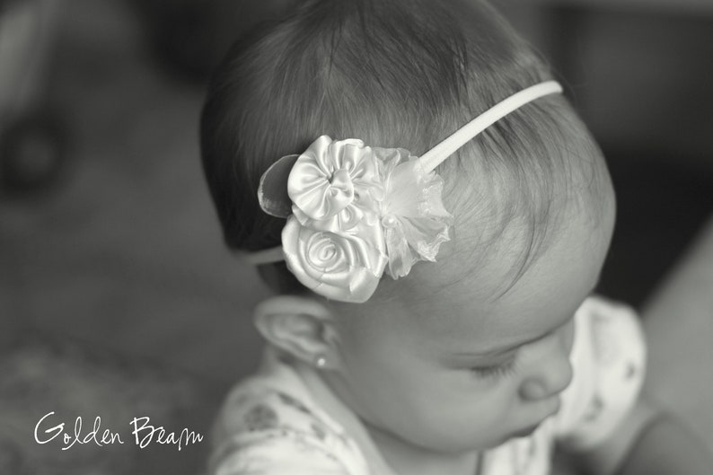 Flower Girl Headband Three Flowers Bouquet Handmade Headband Etsy UK