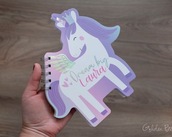 Unicorn Notebook, Dream Big Notebook, Personalised Spiral Notebook, Cute Gift, Personalised Gift, Gift for kids, Keepsake, Kids Journal