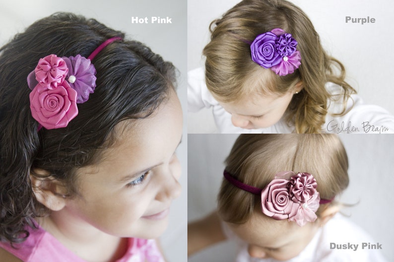 Flower Girl Headband Three Flowers Bouquet Handmade Headband Etsy UK