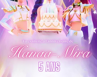 Invitation anniversaire thème au choix - Kpop chasseurs demons - Editable avec canva