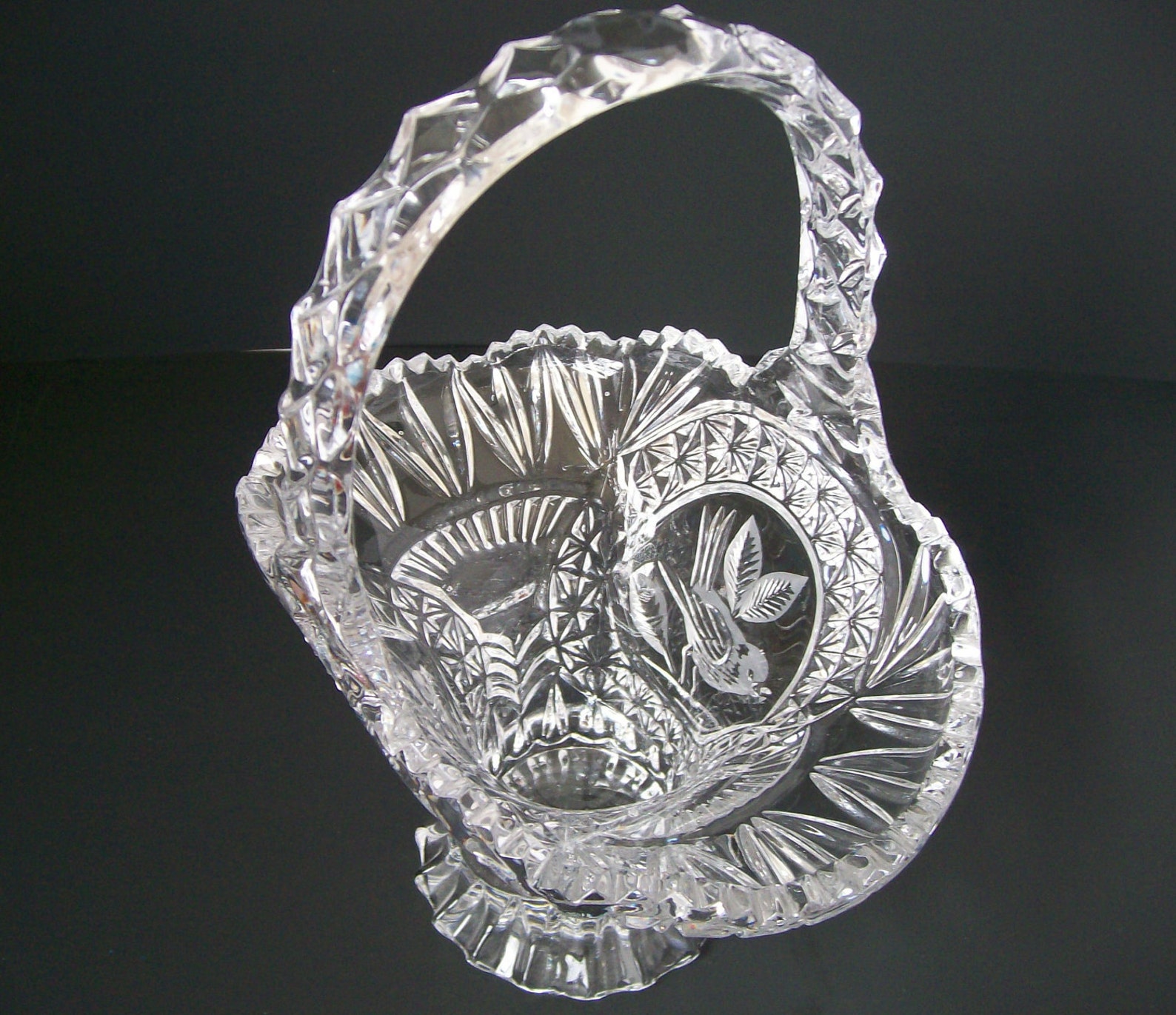 Lead Crystal Basket Hofbauer Byrd Bird Basket STUNNING Etsy