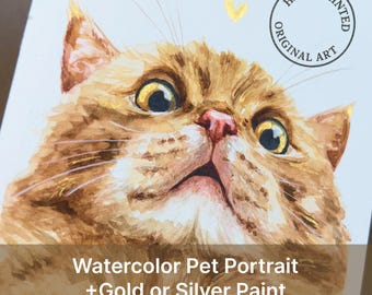 Custom Cat Portrait from Photo, Mini Watercolor Kitten Painting, Valentine's Day Gift, Gift For Boyfriend, Personalized Cat Lover Art