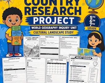 Country Research Project, World Geography Inquiry Unit, Cultural Landscape Study (5th-7th Grade)