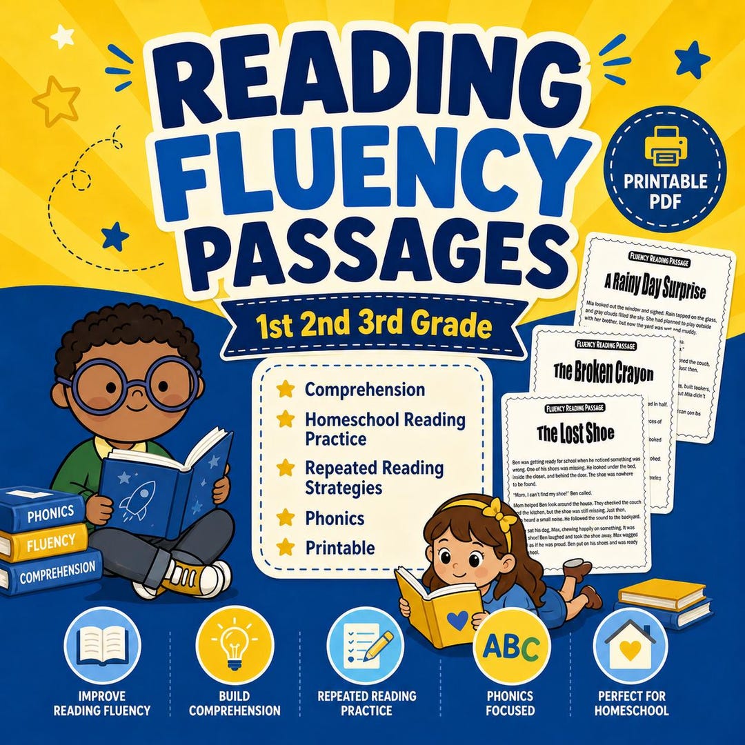 U Fluency Pattern Reading Fluency Passages, 1st-3rd Grade, Homeschool Printable (PDF ...