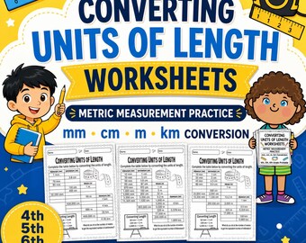 Metric Length Conversion Worksheets, mm cm m km Practice (4th-6th Grade)