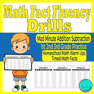 Mathe Fact Fluency Drills, Mad Minute Ergänzung Subtrahieren (Digitaler Download)