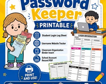 Student Login Log Sheet, Username Tracker, Classroom Binder Insert (PDF)