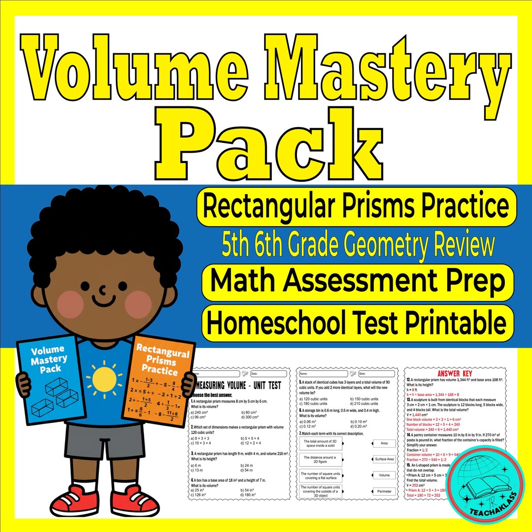 Rectangular Prisms Volume Practice, 5th 6th Grade Geometry (digital ...