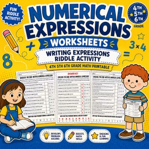 Schede di lavoro sulle espressioni numeriche, attività di scrittura di indovinelli sulle espressioni, materiale stampabile di matematica per la quarta, quinta e sesta elementare.