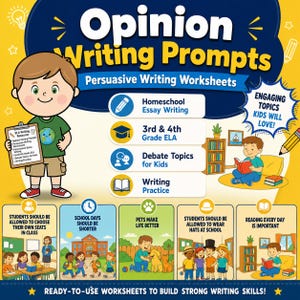 Persuasive Writing Prompts, 3-4 Klasse Essay-Arbeitsblätter (PDF-Download)