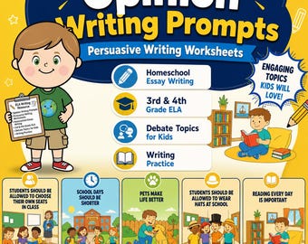 Persuasive Writing Prompts, 3rd-4th Grade Essay Worksheets (PDF Download)