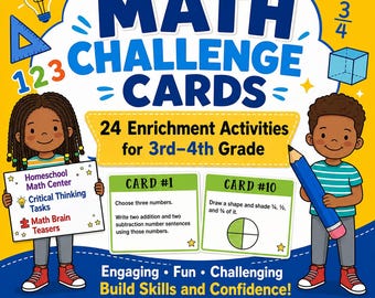 Math Challenge Cards, 3rd-5th Grade, Critical Thinking (PDF Download)