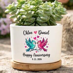 Vaso personalizzato per anniversario di coppia, regalo di nozze per marito e moglie, vaso per piante grasse ricordo, decorazione per la casa degli sposi novelli.