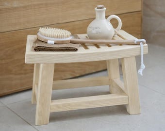 Wooden Stool for Bathroom & Bedroom – Handmade Solid Wood Step Stool