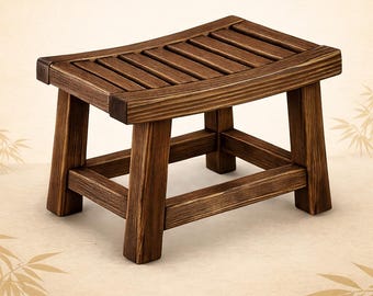 Japanischer Holzhocker, kleiner Küchenhocker, handgefertigter Fußhocker aus Massivholz, minimalistischer Blumenständer
