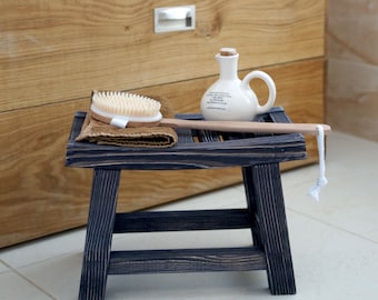 Sgabello in legno per bagno e camera da letto – Sgabello a gradini in legno massello realizzato a mano