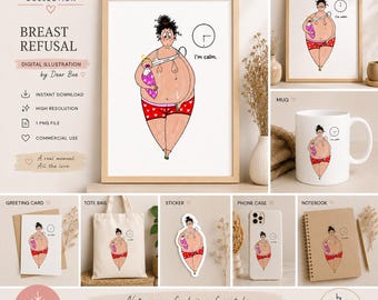 Breast Refusal Printable Poster | Motherhood Wall Art | New Mom Gift | You Are Seen Collection | Dear B Illustration | Digital Download