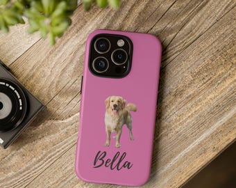 Personalized Pet Phone Case, Custom Phone Cover Dog Cat Portrait And Name, Iphone, Samsung S25 And More, Gift
