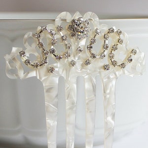 Mother of Pearl Rhinestone Bridal Hair Comb, Art Deco Hair Comb, Art Nouveau, Spanish Comb, Mantilla Veil Accessory, Wedding, Bride