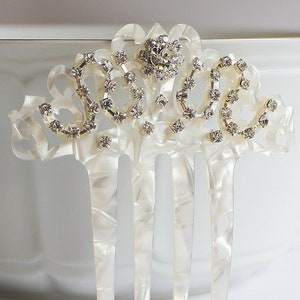 Mother of Pearl Rhinestone Bridal Hair Comb, Art Deco Hair Comb, Art Nouveau, Spanish Comb, Mantilla Veil Accessory, Wedding, Bride image 1