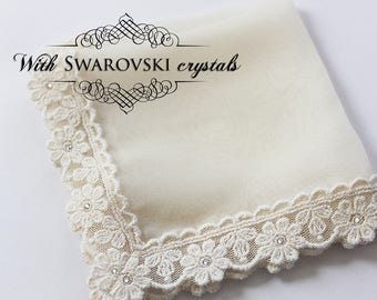 Silk handkerchief, Bride Hankie, Wedding Hanky for Daughter, Bride Gift from Mom, Bridal Accessories