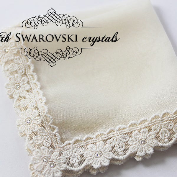 Silk handkerchief, Bride Hankie, Wedding Hanky for Daughter, Bride Gift from Mom, Bridal Accessories