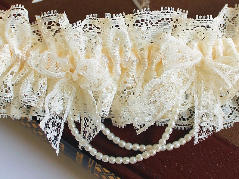 Pearl Garter Wedding Lace Garter Bride Garter Set Ivory Etsy