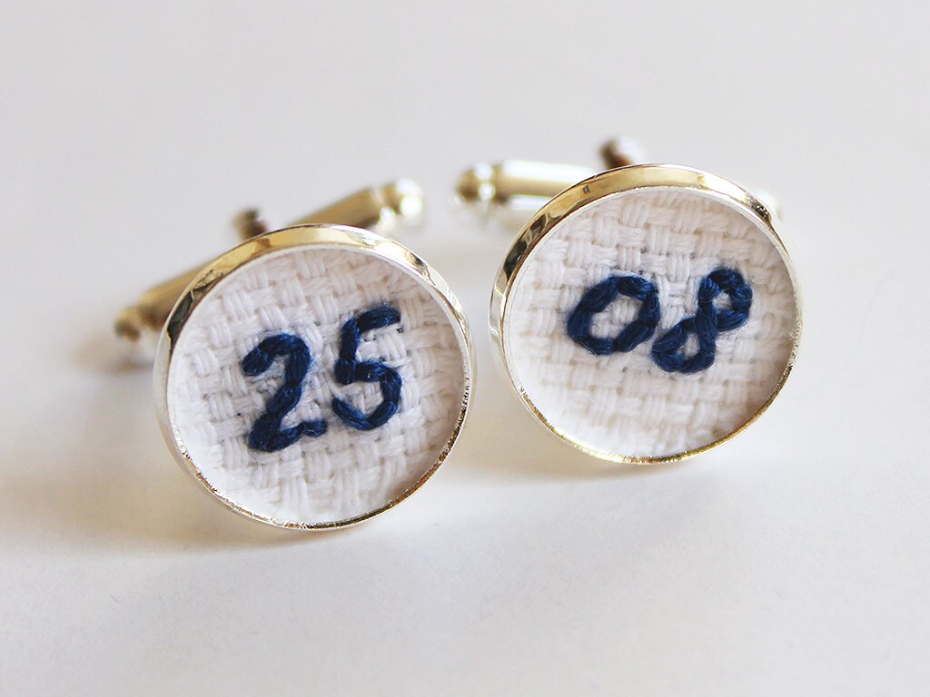 Wedding Date Cotton Cufflinks, 2nd Wedding Anniversary, Cotton Annive…